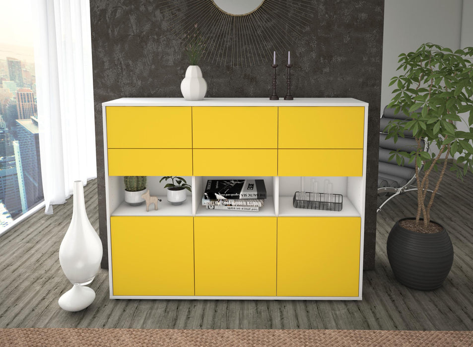 Highboard Tiziana, Gelb Front (136x108x35cm) - Dekati GmbH