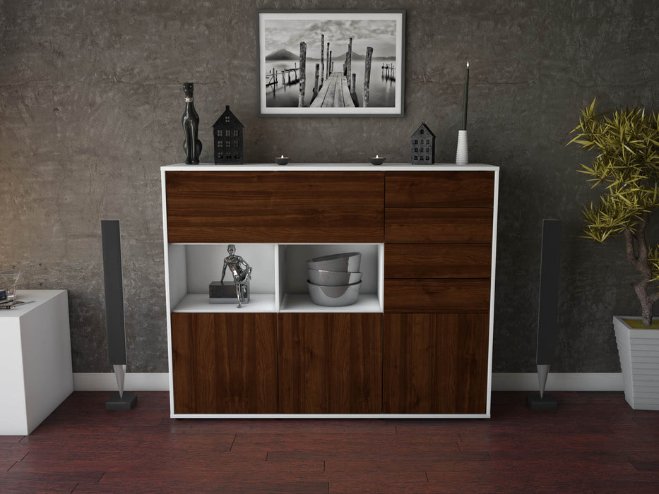 Highboard Vanda, Walnuss Front (136x108x35cm) - Dekati GmbH