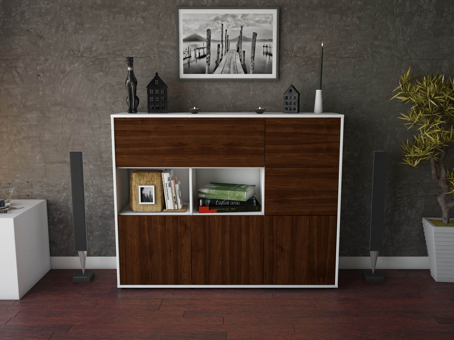 Highboard Velia, Walnuss Front (136x108x35cm) - Dekati GmbH