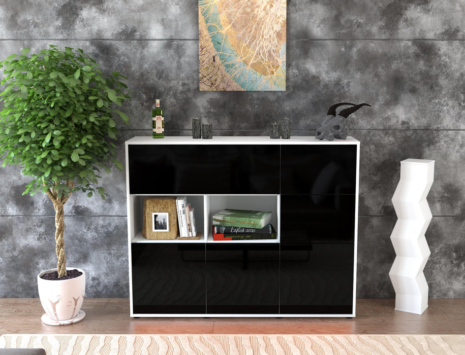 Highboard Velia, Schwarz Front (136x108x35cm) - Dekati GmbH