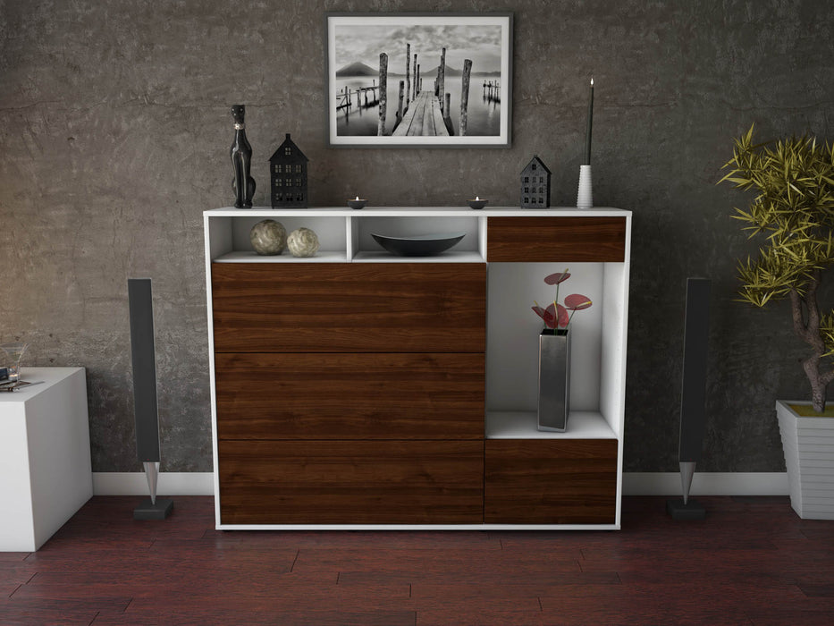 Highboard Viona, Walnuss Front (136x108x35cm) - Dekati GmbH