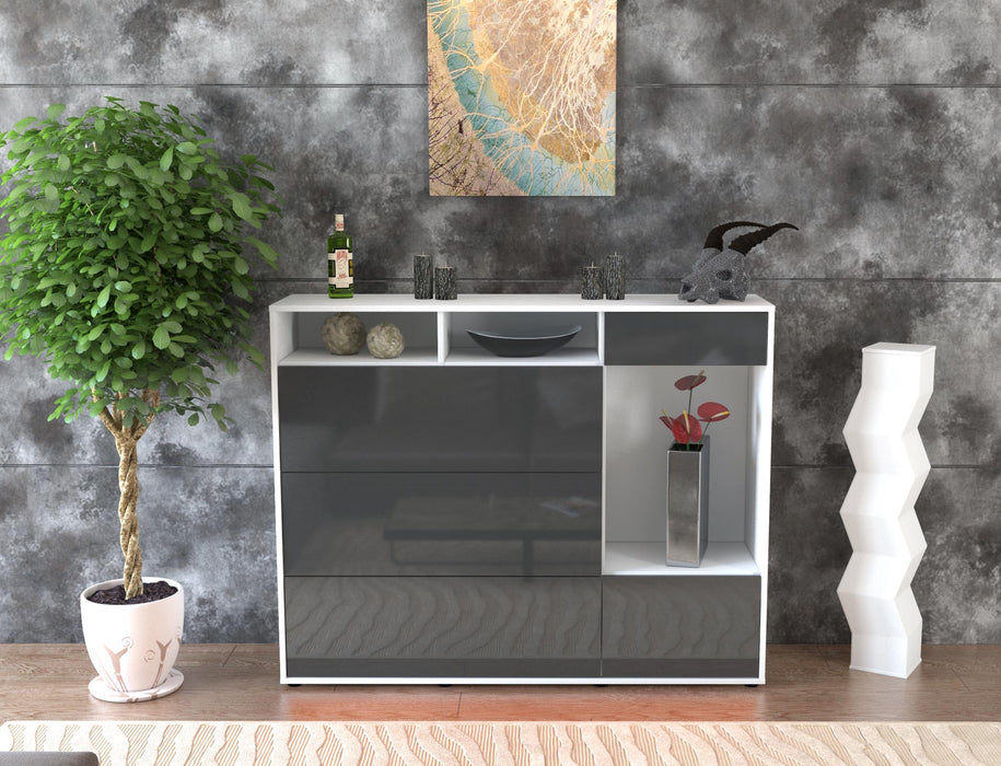 Highboard Viona, Grau Front (136x108x35cm) - Dekati GmbH