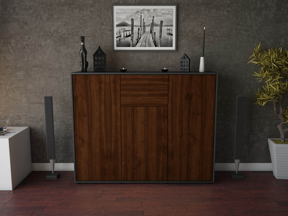 Highboard Lya, Walnuss Front (136x108x35cm) - Dekati GmbH