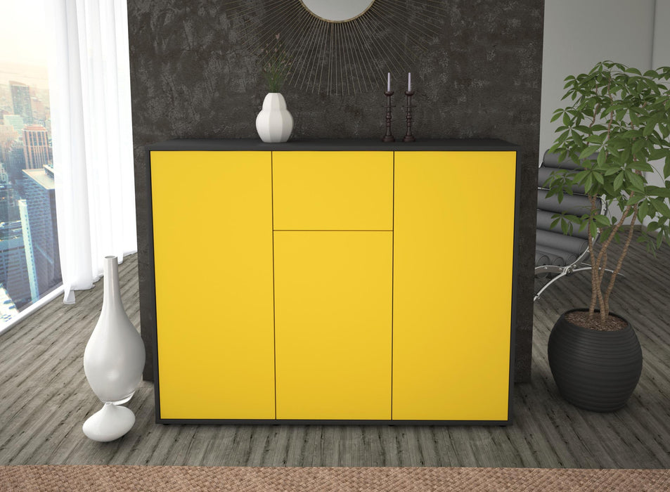 Highboard Lya, Gelb Front (136x108x35cm) - Dekati GmbH