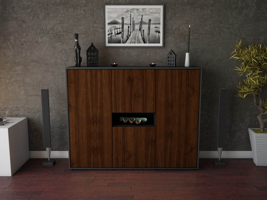 Highboard Maila, Walnuss Front (136x108x35cm) - Dekati GmbH