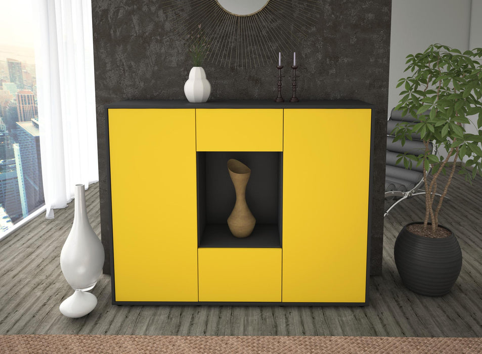 Highboard Mara, Gelb Front (136x108x35cm) - Dekati GmbH