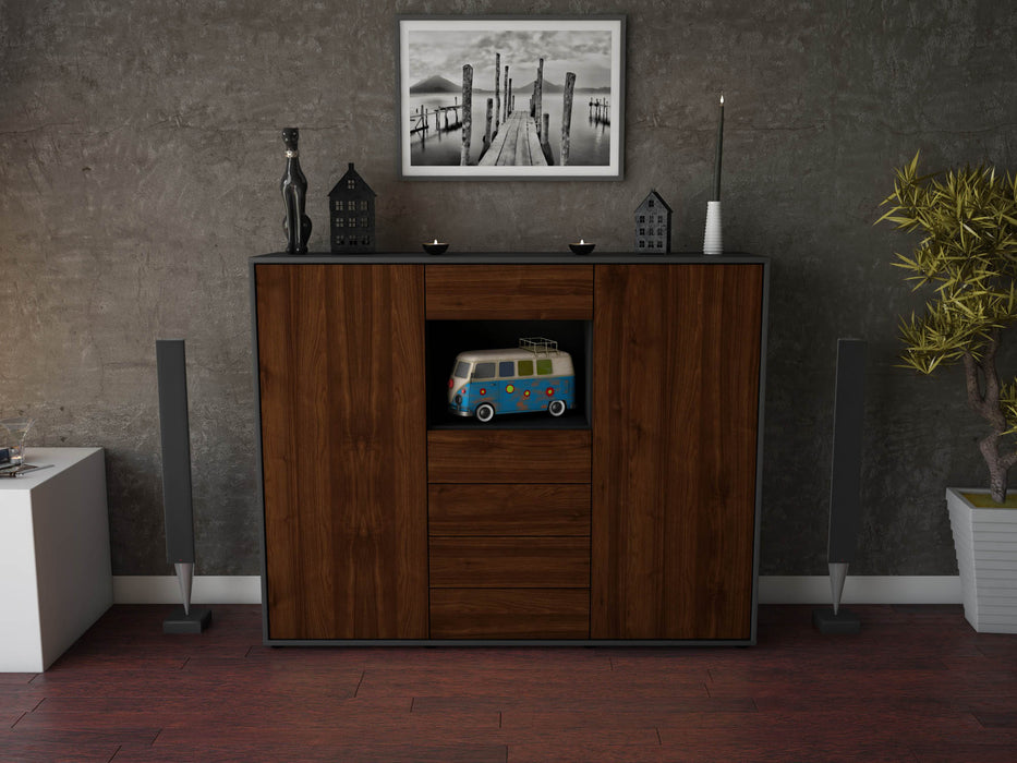 Highboard Marie, Walnuss Front (136x108x35cm) - Dekati GmbH