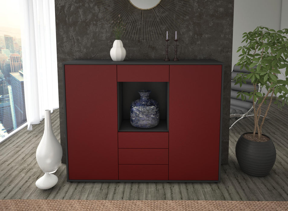 Highboard Mariella, Bordeaux Front (136x108x35cm) - Dekati GmbH