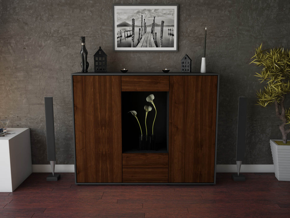 Highboard Marilena, Walnuss Front (136x108x35cm) - Dekati GmbH