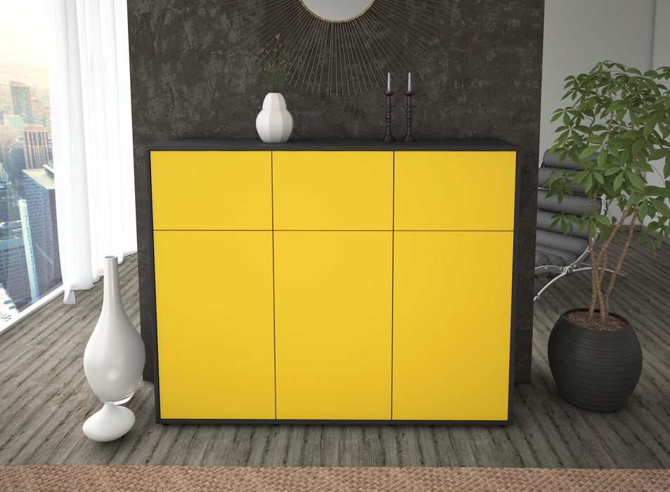 Highboard Marisa, Gelb Front (136x108x35cm) - Dekati GmbH