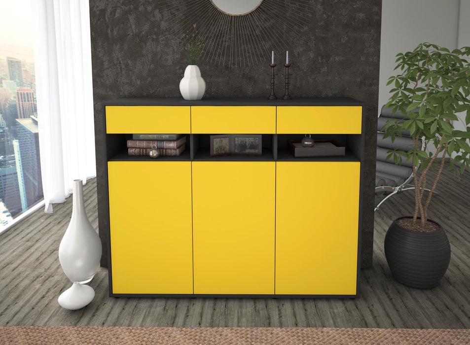 Highboard Marlene, Gelb Front (136x108x35cm) - Dekati GmbH