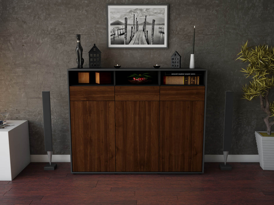 Highboard Marta, Walnuss Front (136x108x35cm) - Dekati GmbH