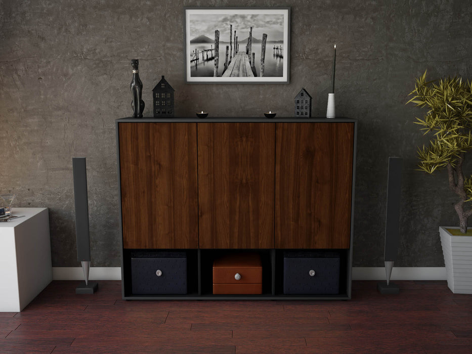 Highboard Mea, Walnuss Front (136x108x35cm) - Dekati GmbH