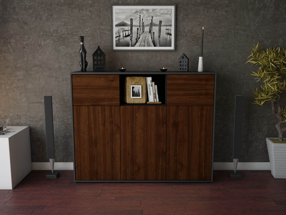 Highboard Melanie, Walnuss Front (136x108x35cm) - Dekati GmbH