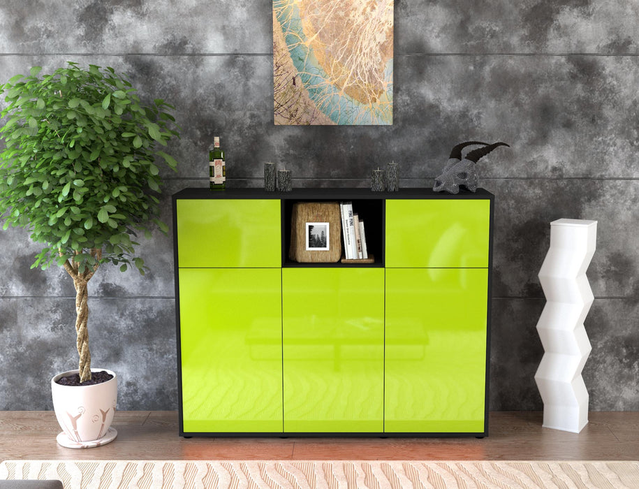 Highboard Melanie, Grün Front (136x108x35cm) - Dekati GmbH