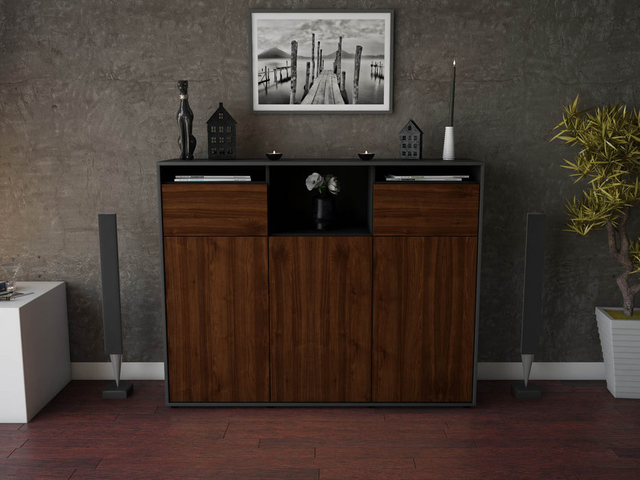 Highboard Melena, Walnuss Front (136x108x35cm) - Dekati GmbH