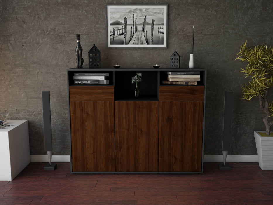 Highboard Melina, Walnuss Front (136x108x35cm) - Dekati GmbH