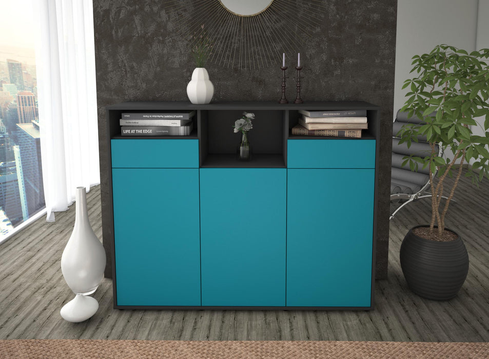 Highboard Melina, Türkis Front (136x108x35cm) - Dekati GmbH