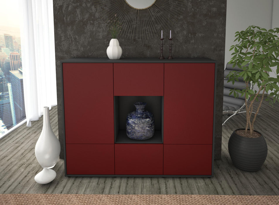 Highboard Mimma, Bordeaux Front (136x108x35cm) - Dekati GmbH