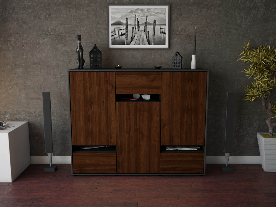 Highboard Mirella, Walnuss Front (136x108x35cm) - Dekati GmbH