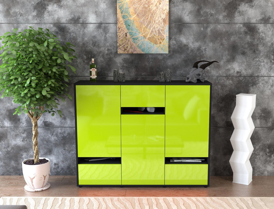 Highboard Mirella, Grün Front (136x108x35cm) - Dekati GmbH