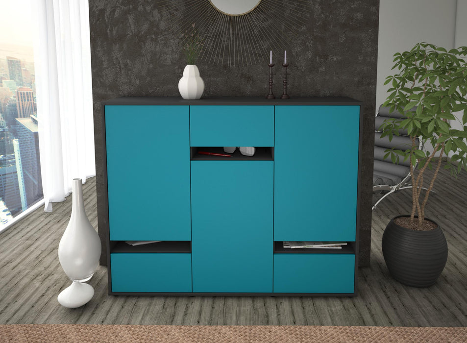 Highboard Mirella, Türkis Front (136x108x35cm) - Dekati GmbH