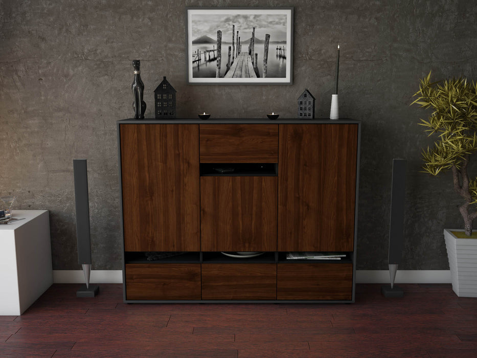 Highboard Mona, Walnuss Front (136x108x35cm) - Dekati GmbH