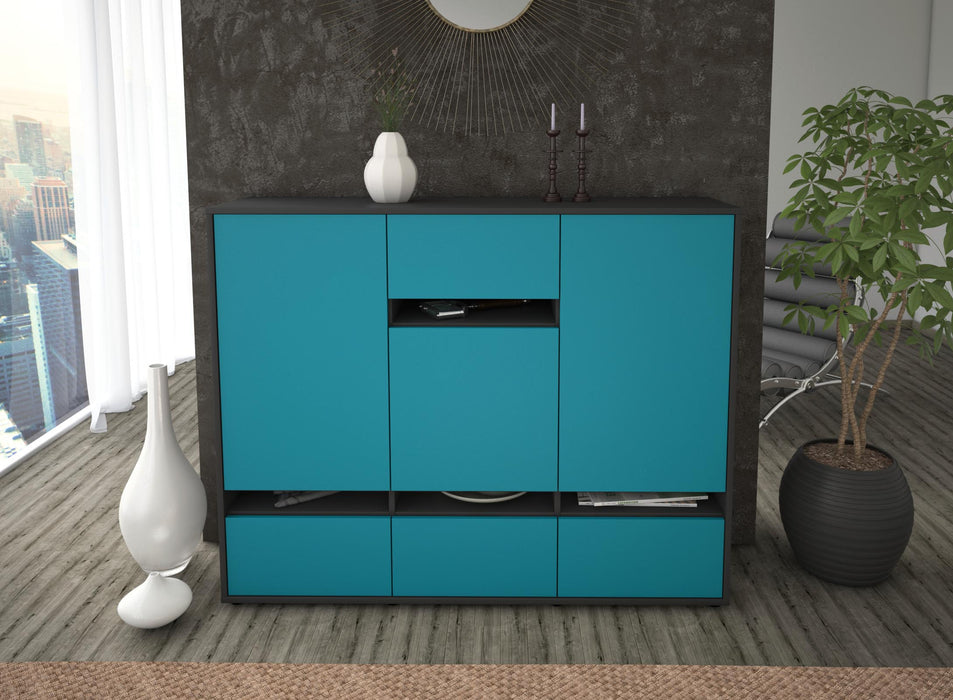 Highboard Mona, Türkis Front (136x108x35cm) - Dekati GmbH