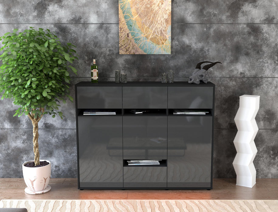 Highboard Monia, Grau Front (136x108x35cm) - Dekati GmbH