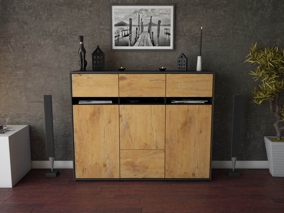 Highboard Monja, Eiche Front (136x108x35cm) - Dekati GmbH