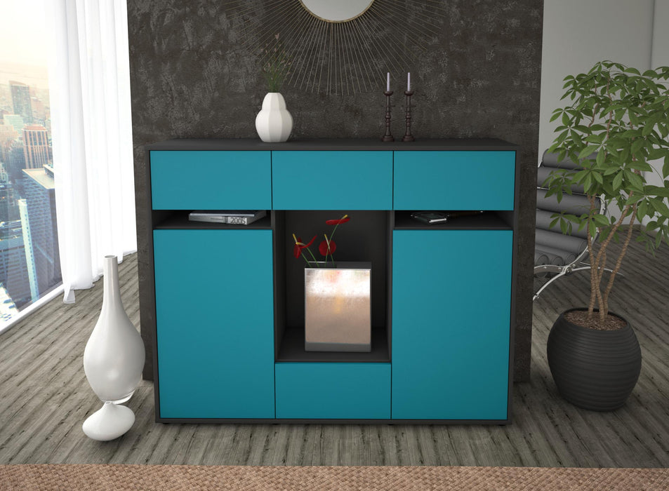 Highboard Nadia, Türkis Front (136x108x35cm) - Dekati GmbH