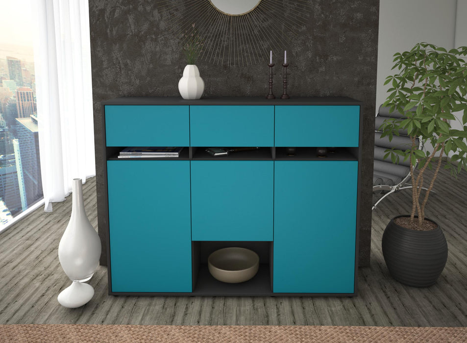 Highboard Natalie, Türkis Front (136x108x35cm) - Dekati GmbH