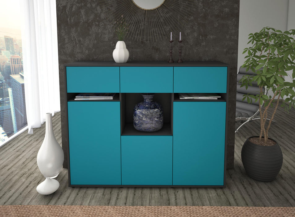 Highboard Nathalie, Türkis Front (136x108x35cm) - Dekati GmbH