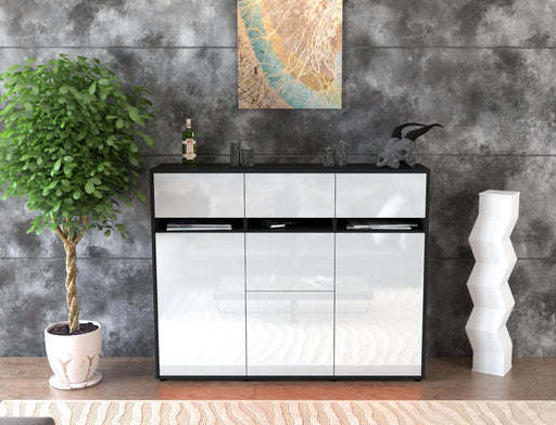 Highboard Neda, Weiß Front (136x108x35cm) - Dekati GmbH