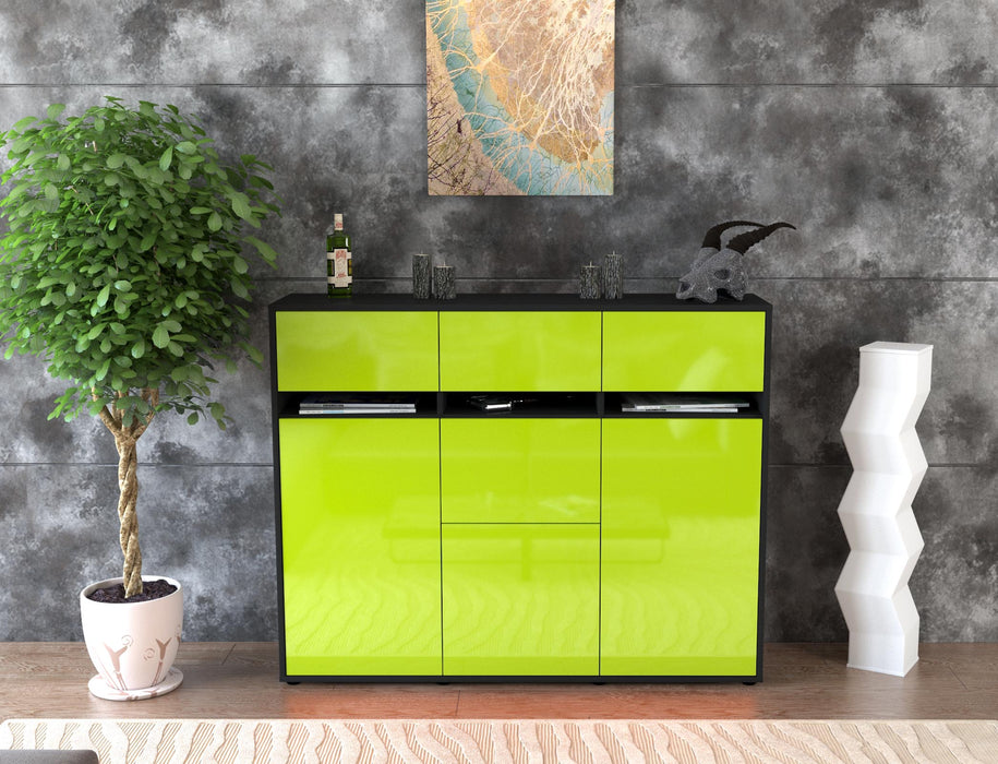 Highboard Neda, Grün Front (136x108x35cm) - Dekati GmbH