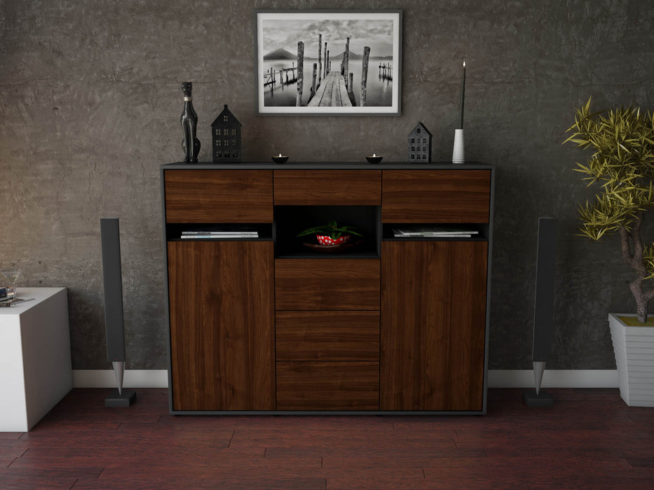 Highboard Nella, Walnuss Front (136x108x35cm) - Dekati GmbH