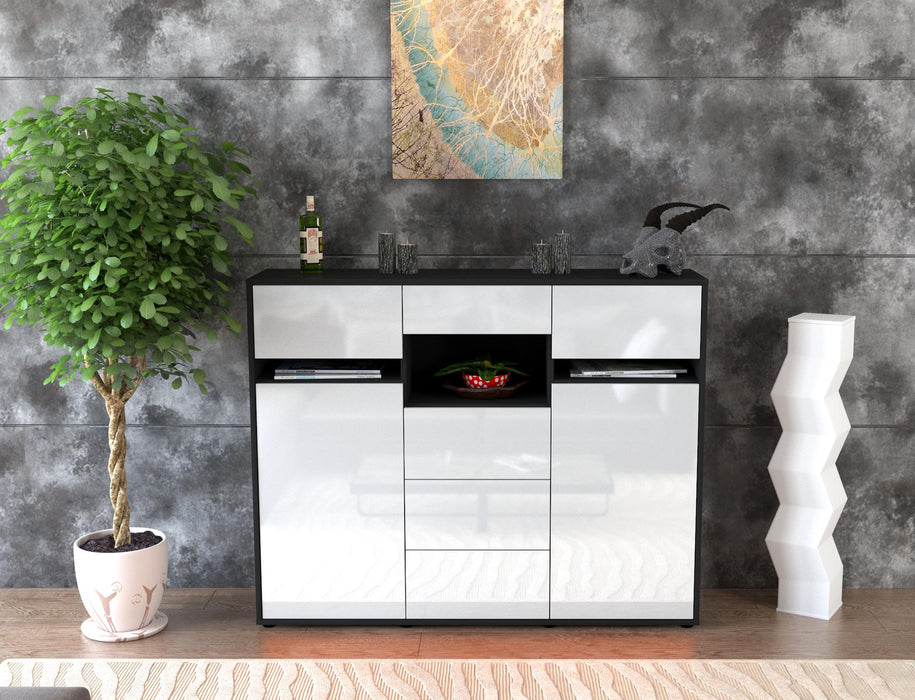 Highboard Nella, Weiß Front (136x108x35cm) - Dekati GmbH