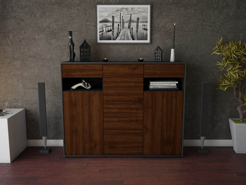 Highboard Nevia, Walnuss Front (136x108x35cm) - Dekati GmbH