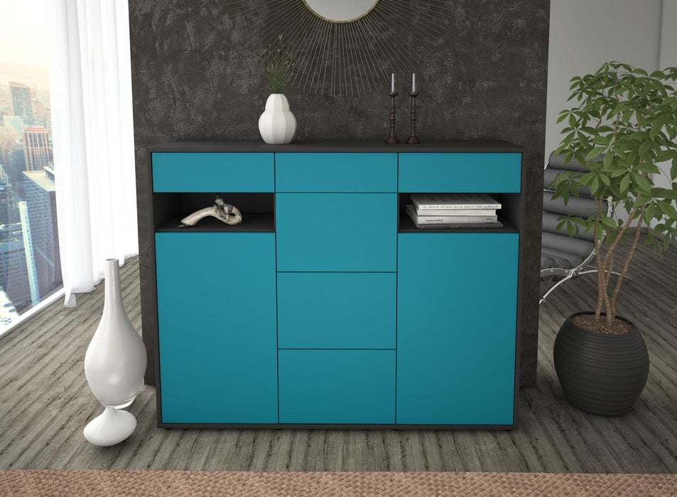 Highboard Nevia, Türkis Front (136x108x35cm) - Dekati GmbH