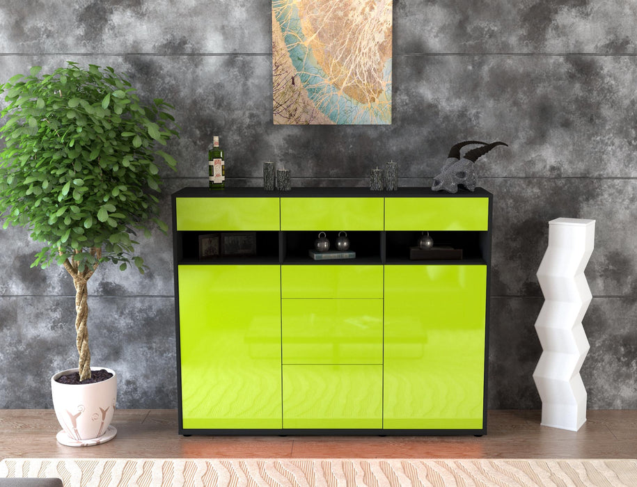 Highboard Ylenia, Grün Front (136x108x35cm) - Dekati GmbH