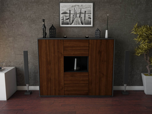 Highboard Nila, Walnuss Front (136x108x35cm) - Dekati GmbH