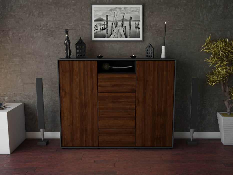 Highboard Nives, Walnuss Front (136x108x35cm) - Dekati GmbH