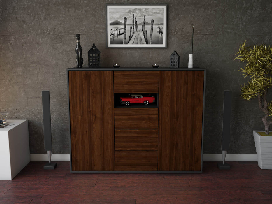 Highboard Noe, Walnuss Front (136x108x35cm) - Dekati GmbH