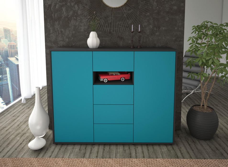 Highboard Noe, Türkis Front (136x108x35cm) - Dekati GmbH