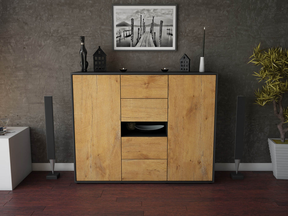 Highboard Noelia, Eiche Front (136x108x35cm) - Dekati GmbH