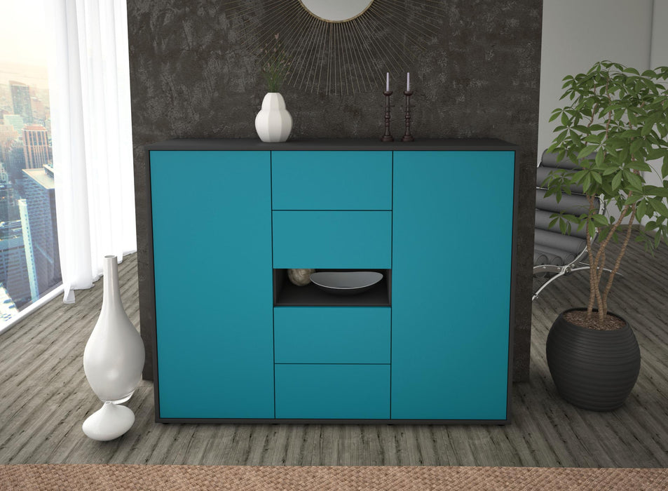 Highboard Noelia, Türkis Front (136x108x35cm) - Dekati GmbH