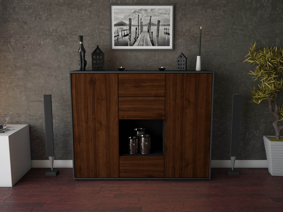 Highboard Nora, Walnuss Front (136x108x35cm) - Dekati GmbH