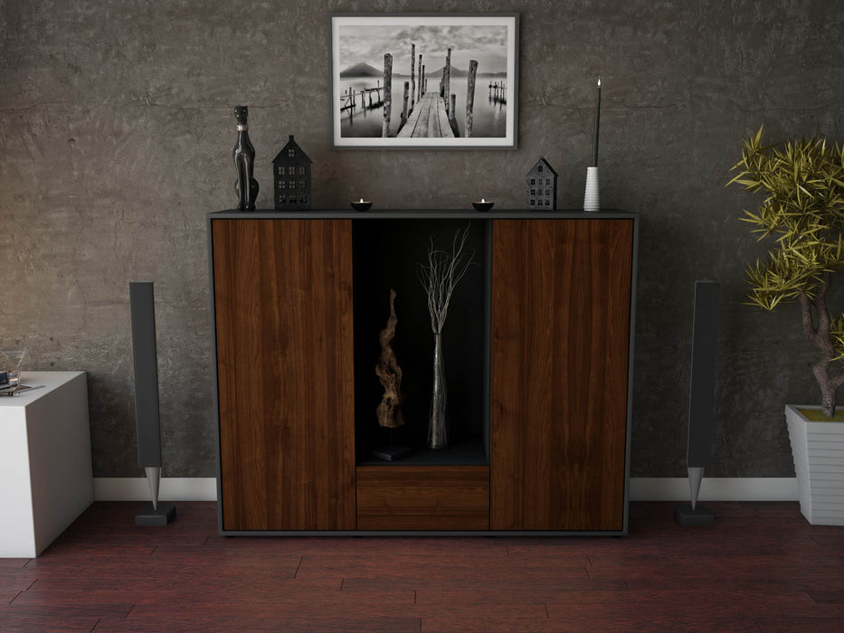 Highboard Nuccia, Walnuss Front (136x108x35cm) - Dekati GmbH