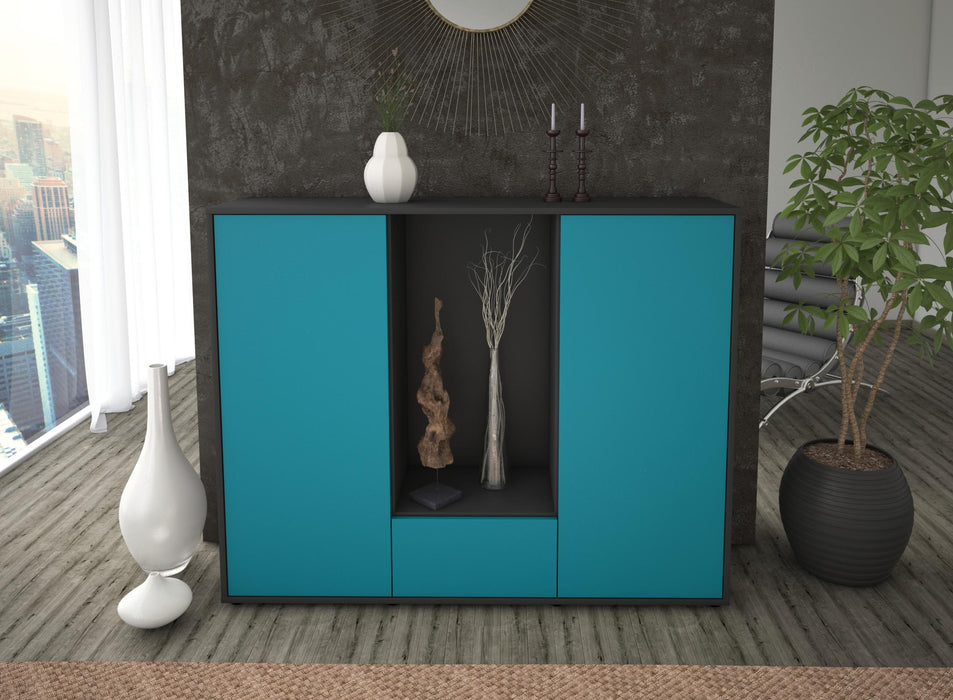 Highboard Nuccia, Türkis Front (136x108x35cm) - Dekati GmbH