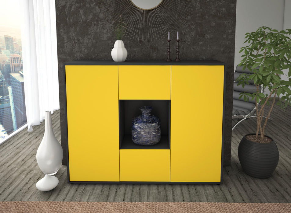 Highboard Priscilla, Gelb Front (136x108x35cm) - Dekati GmbH